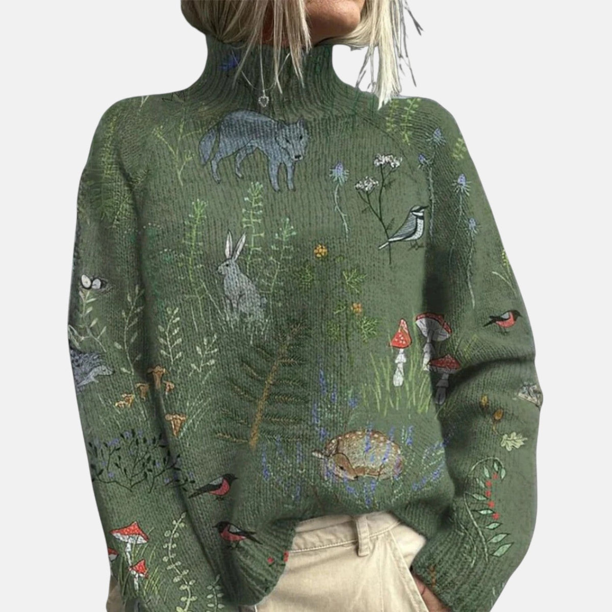Rollkragenpullover mit Rollkragen in Grün
