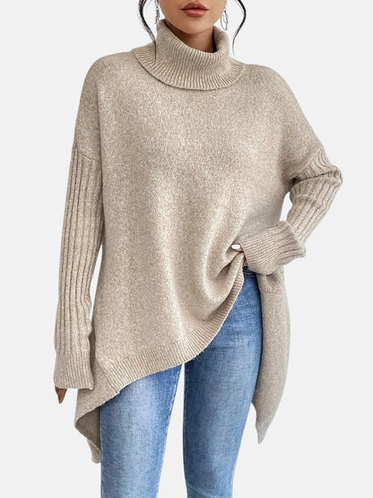 Rollkragenpullover mit Rollkragen in Khaki - Ansicht 3