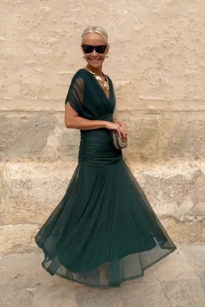 Maxikleid mit V-Ausschnitt in Bottle-Green - Ansicht 9