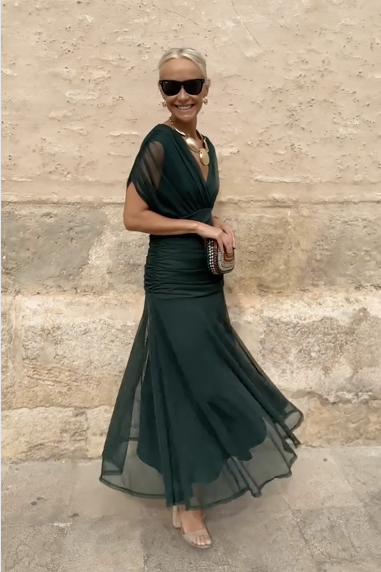 Maxikleid in Grün und Rot - Ansicht 7