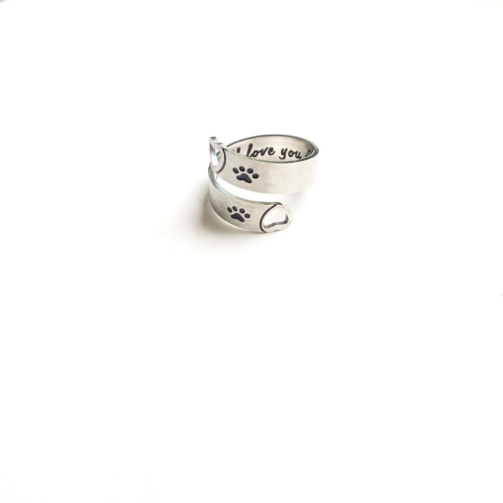 Verstellbarer Pfoten und Herz Twist Ring