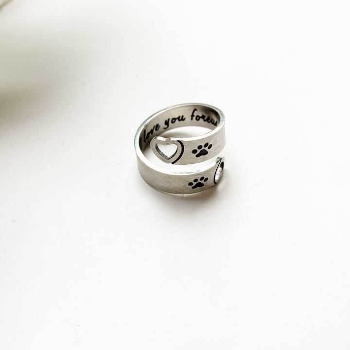 Verstellbarer Pfoten und Herz Twist Ring