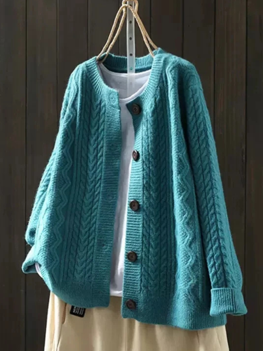 Strickjacke mit Knopfleiste in Beige - Ansicht 5