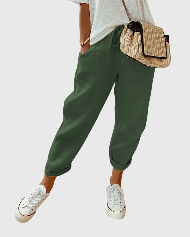 Stoffhose in Beige und Blau - Ansicht 4