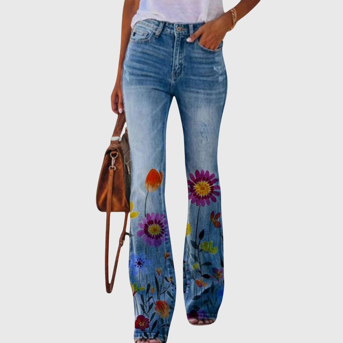 Stoffhose mit Knopfleiste in Purple Flower