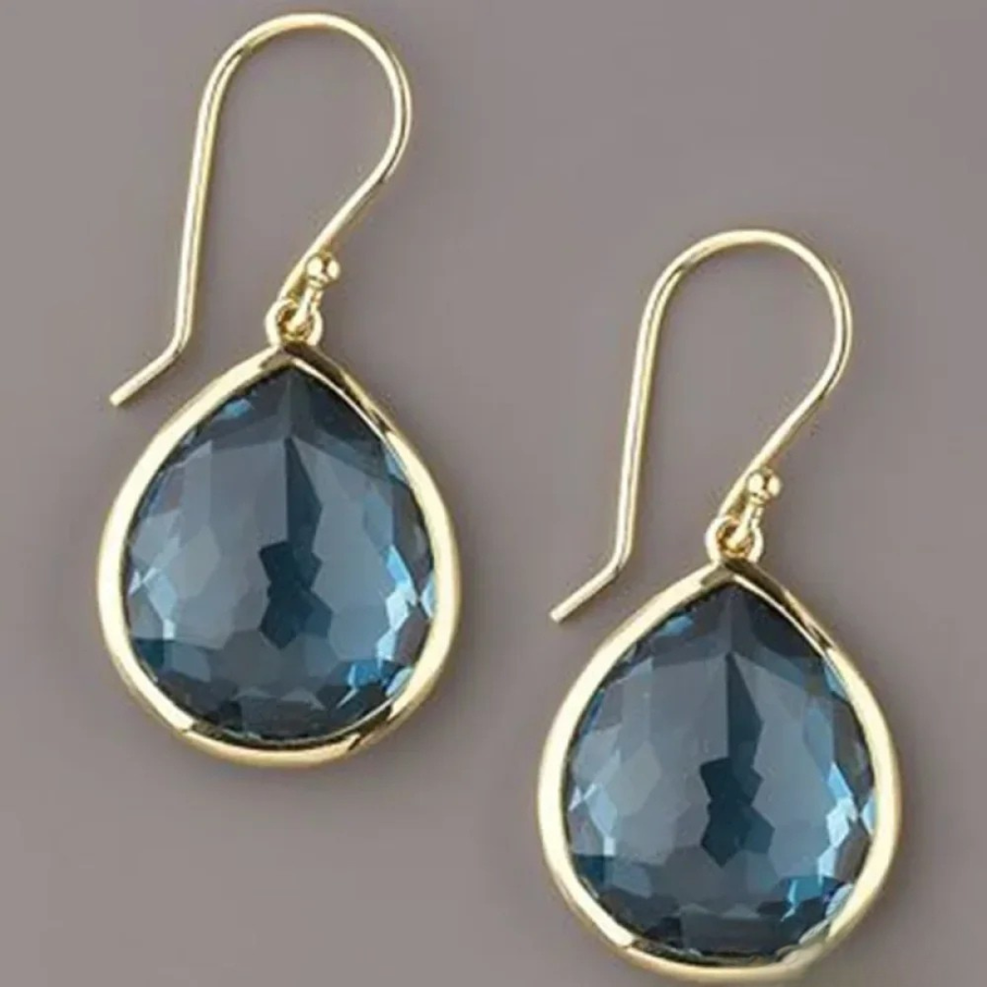 Blaue Kristall Retro Tropfen Ohrringe