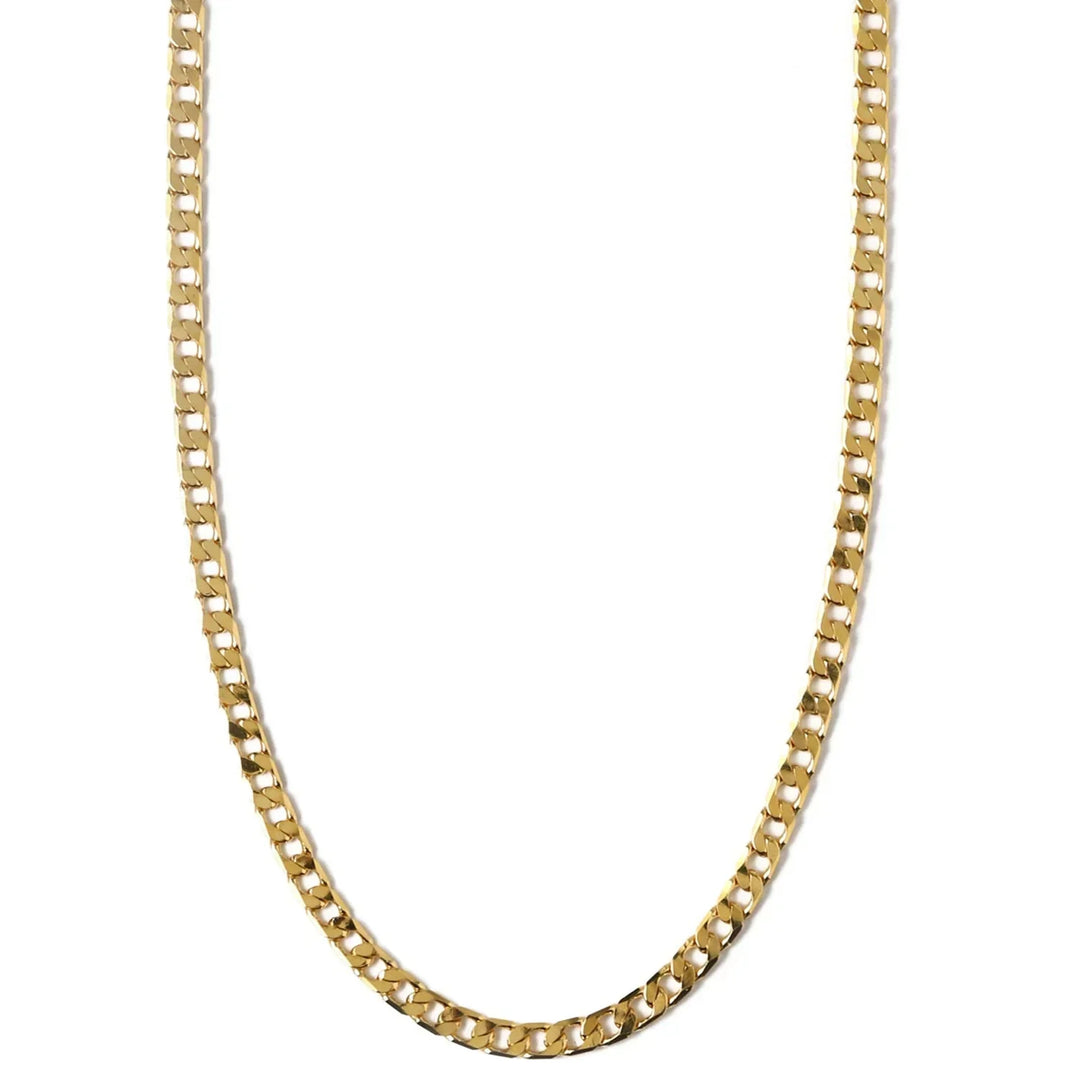 Flachgliedrige Curb Chain Halskette | Weißgold