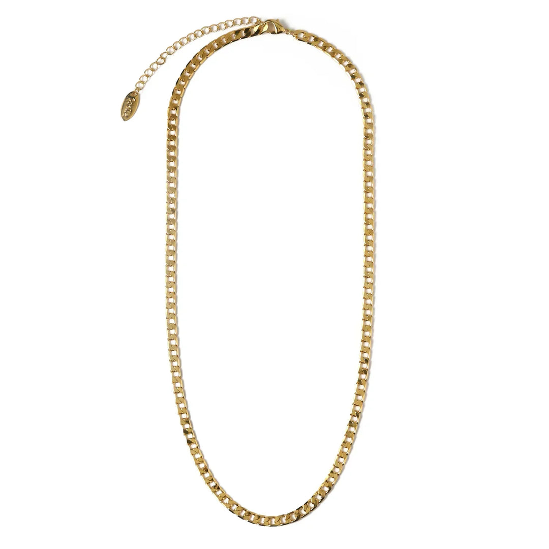 Flachgliedrige Curb Chain Halskette | Weißgold