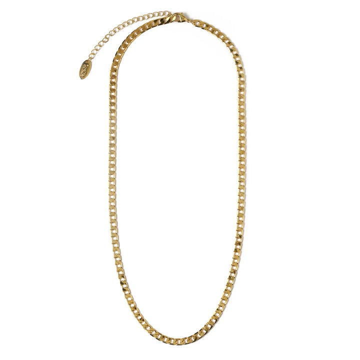 Flachgliedrige Curb Chain Halskette | Weißgold