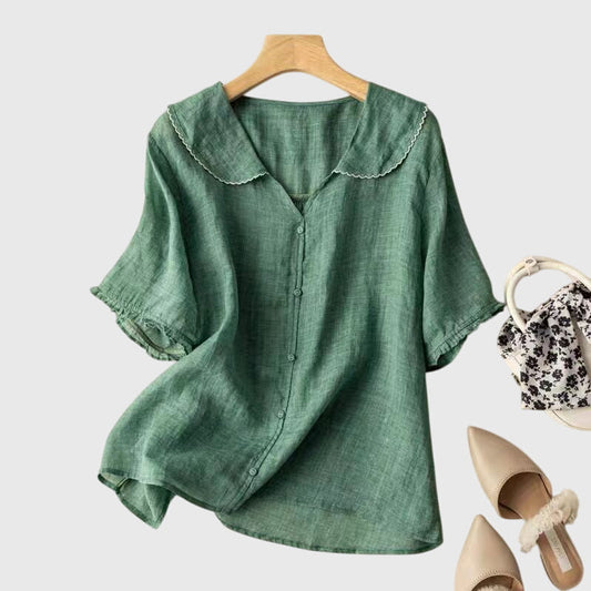 Bluse in Grün und Salmon
