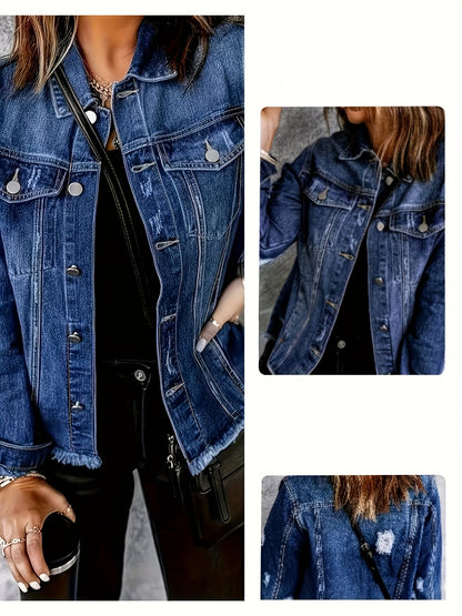 Jacke aus Denim mit Knopfleiste und Taschen und Langarm - Ansicht 3
