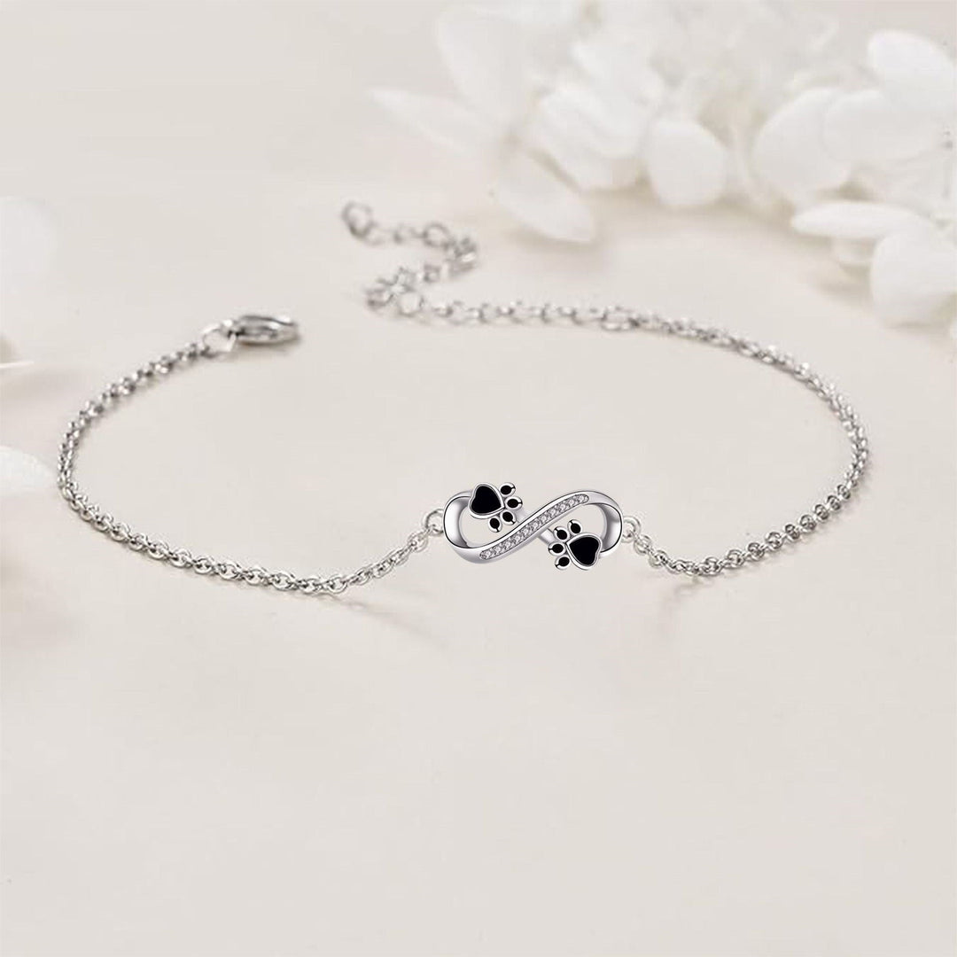 Unendlich Symbol Pfoten Armband mit Zirkonia