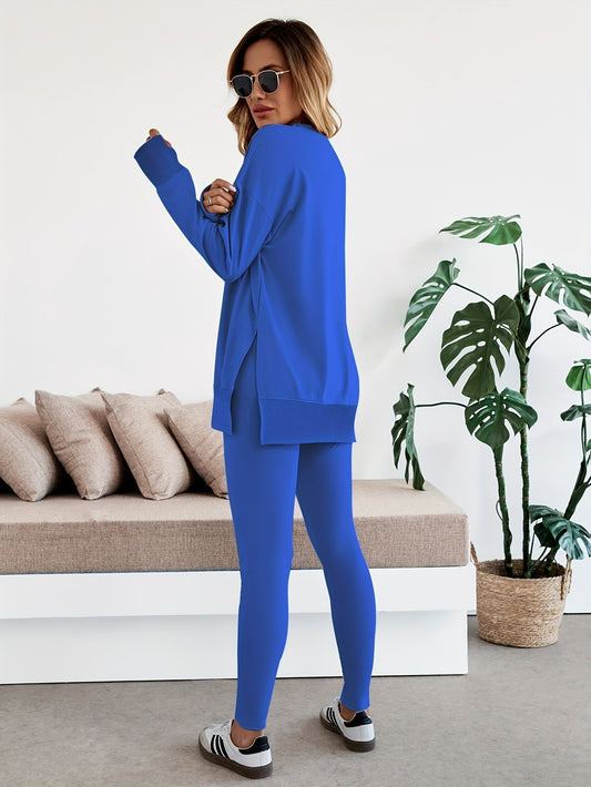 Zweiteiler in Beige und Blau - Ansicht 2