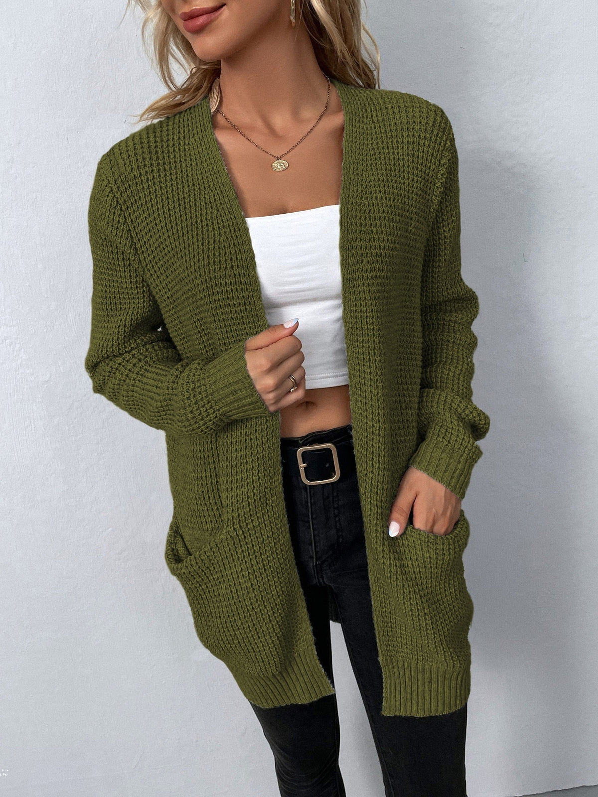 Strickjacke in Grau und Schwarz - Ansicht 3