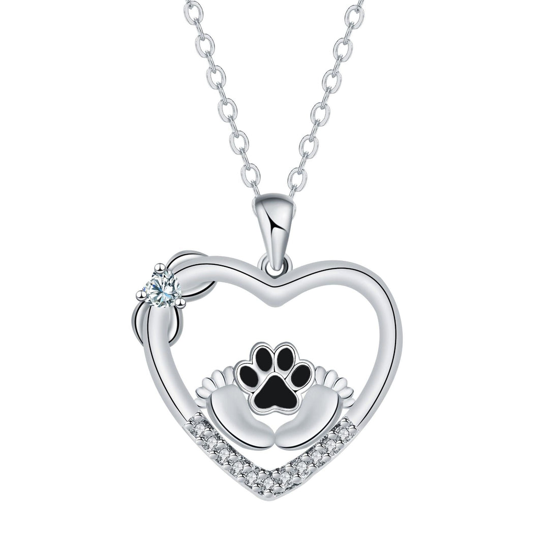 Kleine Pfötchen Hundepfoten Halskette mit Zirkonia