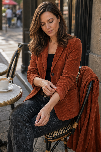 Jacke aus Cord in Orange - Ansicht 3