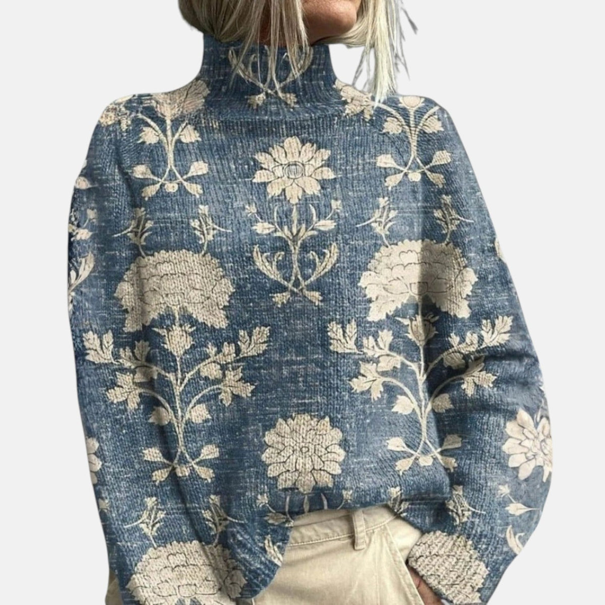 Rollkragenpullover mit Rollkragen in Grün - Ansicht 3