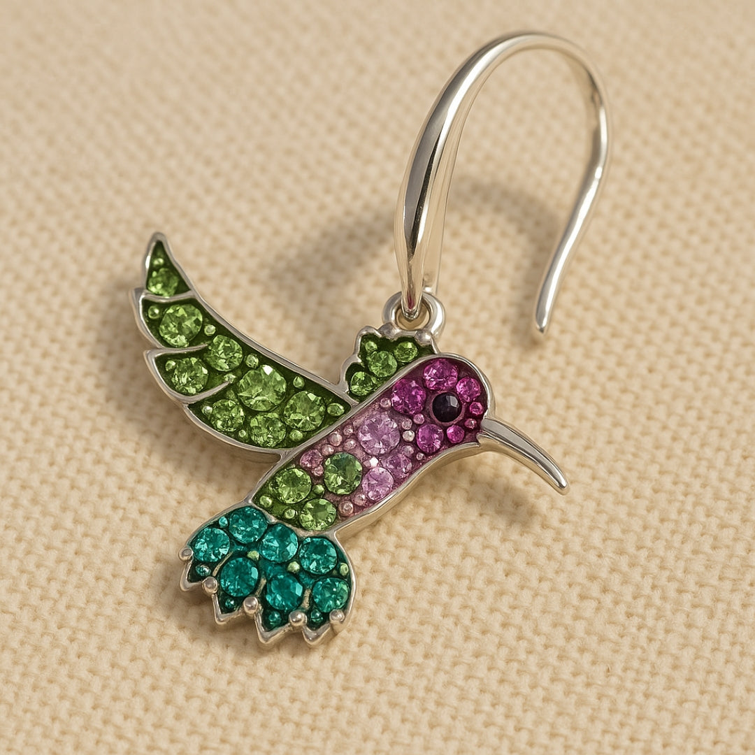 Bunte Kolibri Glitzer Ohrringe