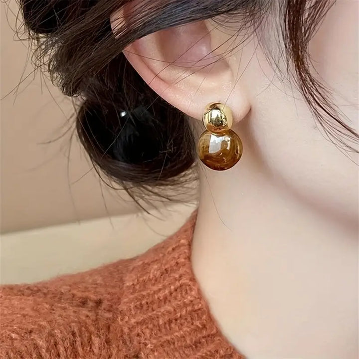 Hängeohrringe Aurélie Amber | Gold