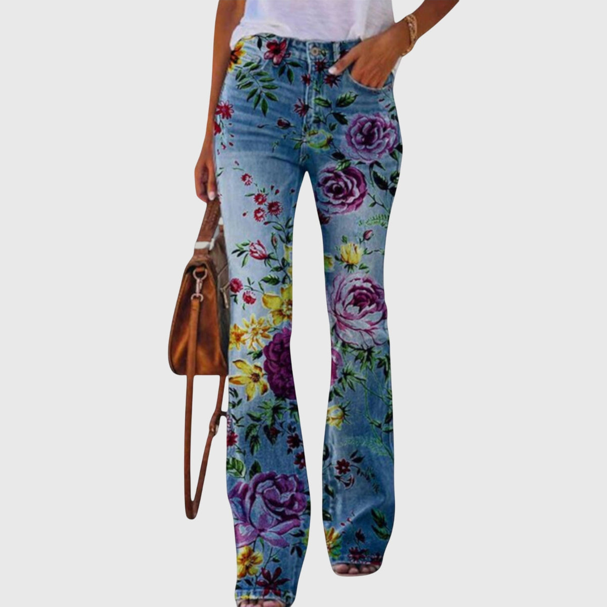 Stoffhose mit Knopfleiste in Purple Flower - Ansicht 6