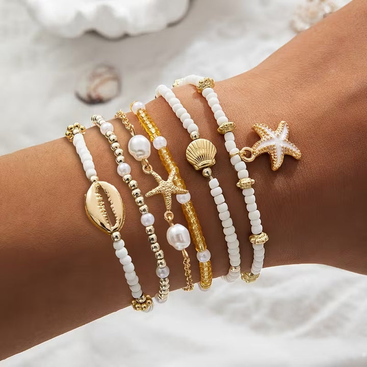 Set de bracelets de plage doré 6 pièces