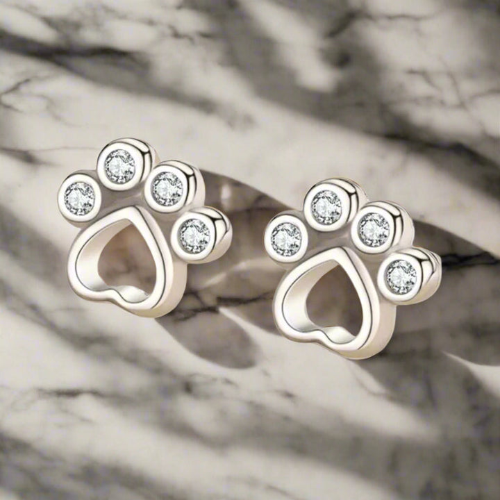 Pfoten Ohrstecker in Sterlingsilber mit Zirkonia