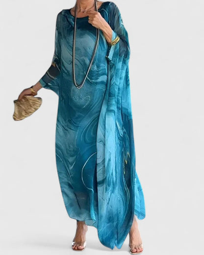 Kleid in Blau und Grau
