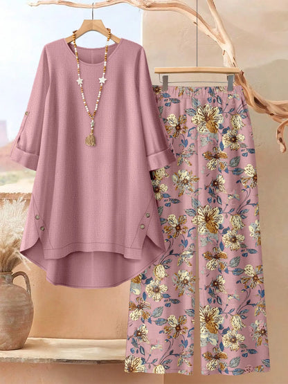 Stoffhose in Rosa und Rot - Ansicht 2