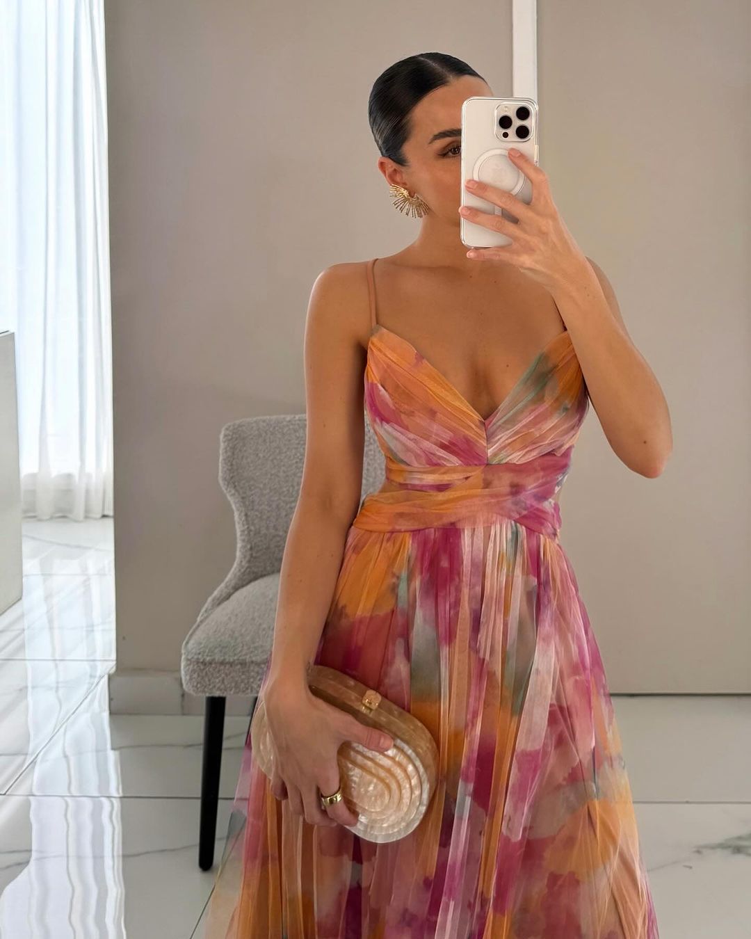 Kleid in Orange und Grün - Ansicht 3
