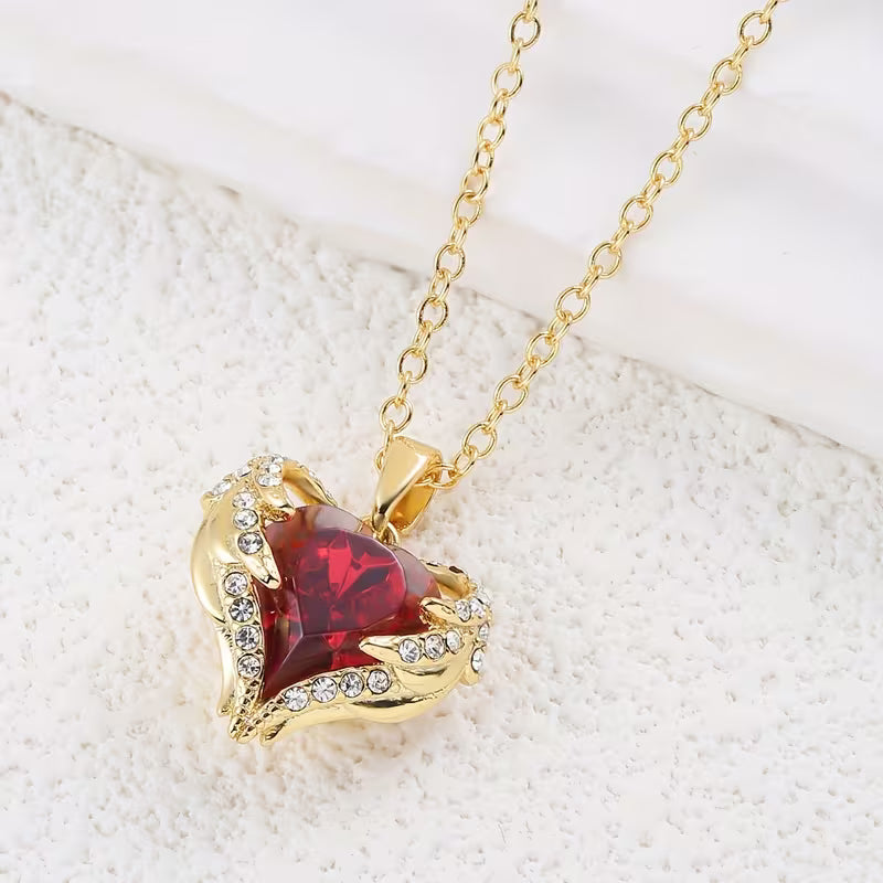 Collier cœur rubis Angel Embrace | Or