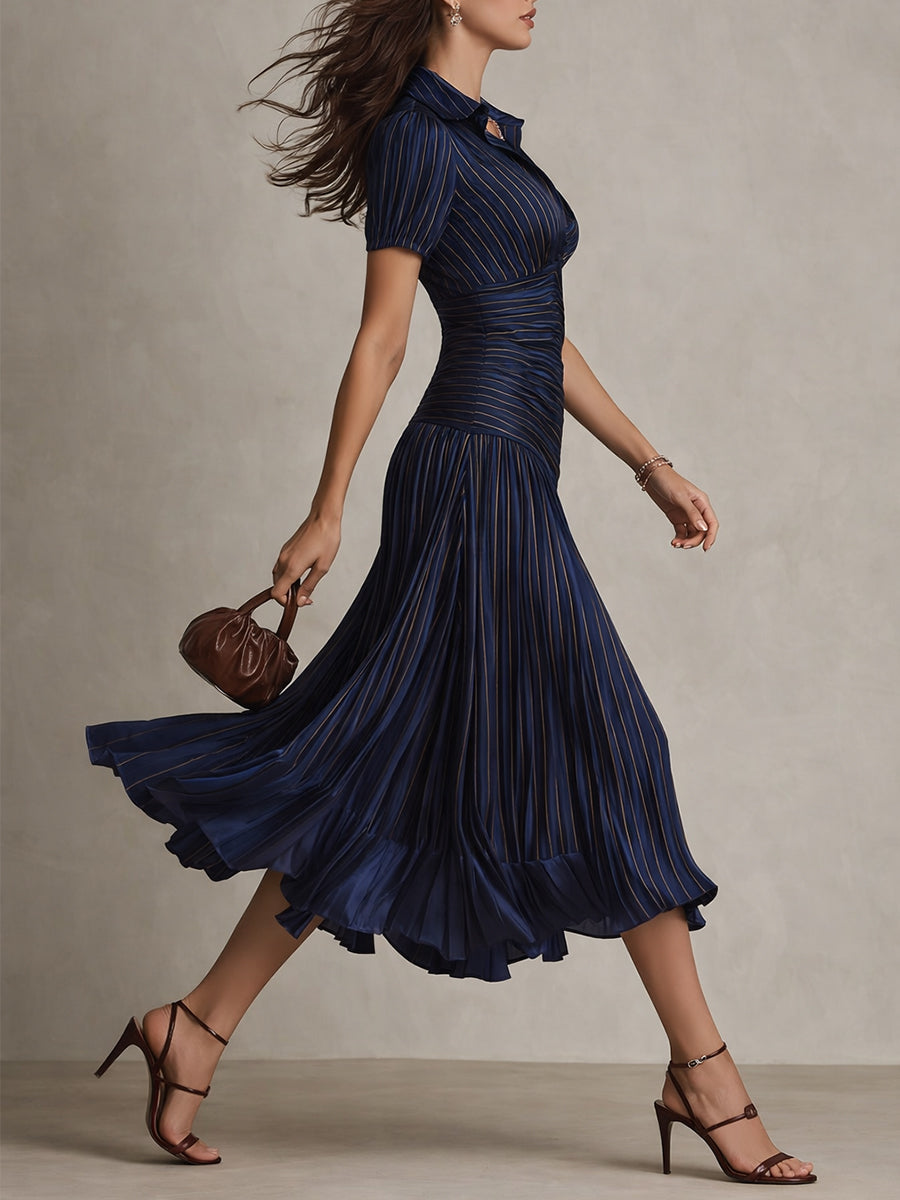 Midikleid aus Satin mit Streifenmuster - Ansicht 6