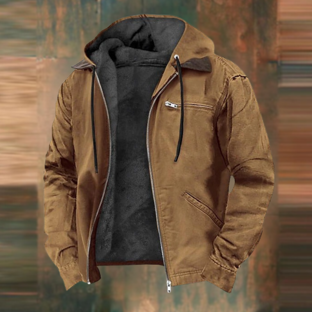 Jacke in Braun und Blau