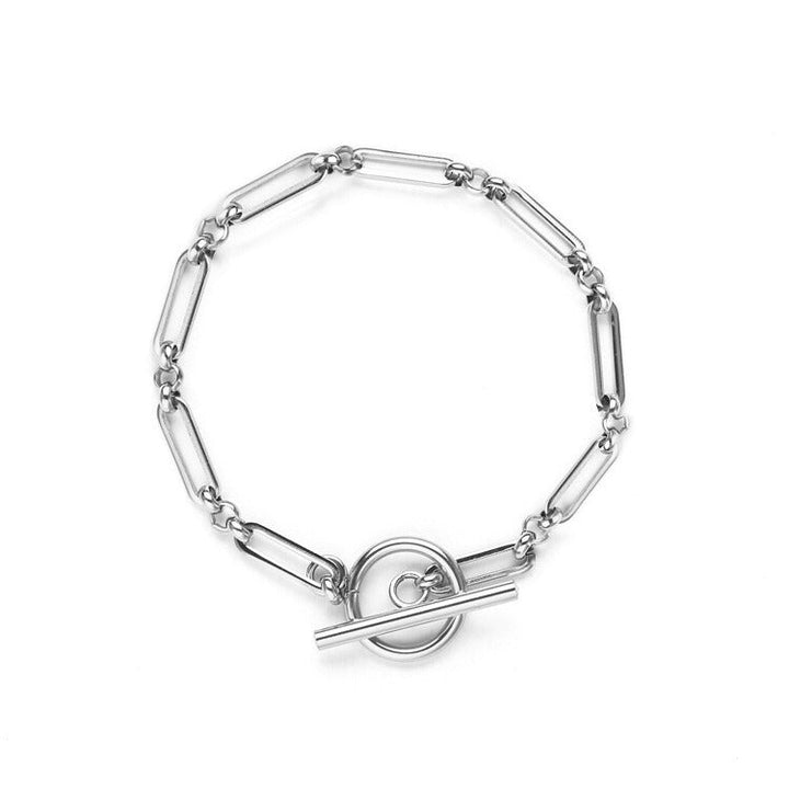 Bracelet manchette Link T-bar | Or blanc