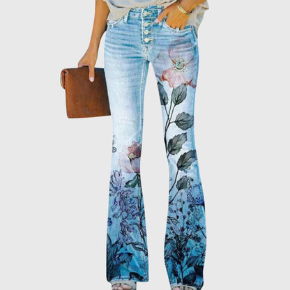 Stoffhose mit Knopfleiste in Purple Flower - Ansicht 4