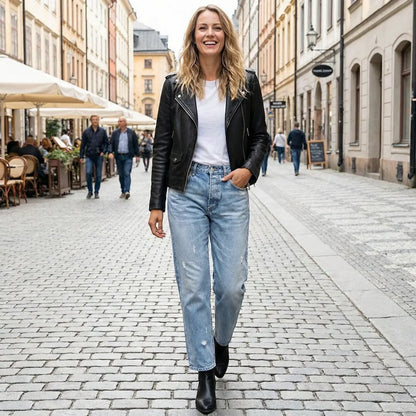 Jeans aus Denim in Blau und Dunkelblau und Grau - Ansicht 4
