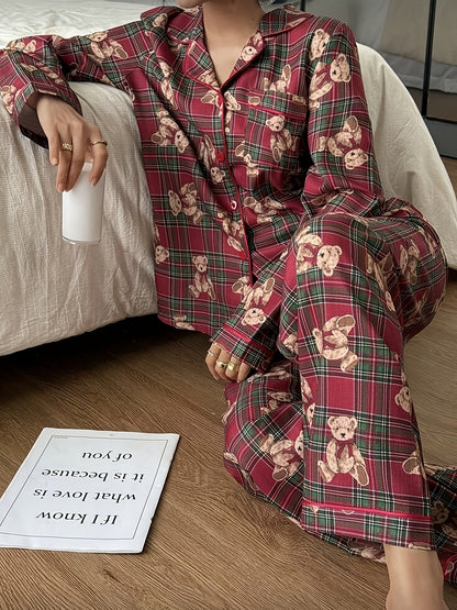 Bluse mit Reverskragen und Karomuster und Langarm - Ansicht 6
