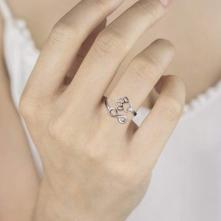 Handgefertigter Pfoten und Herz Ring