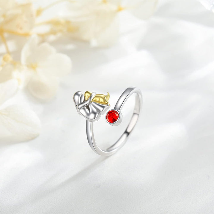 Hund und Mädchen Ring in Sterlingsilber