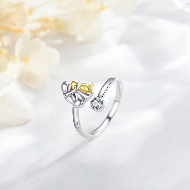 Hund Ring in 925 Sterlingsilber mit Zirkonia