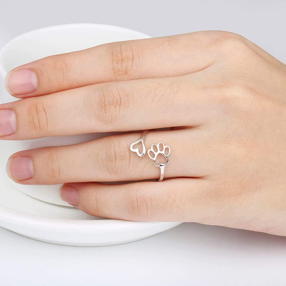 Handgefertigter Pfoten und Herz Ring