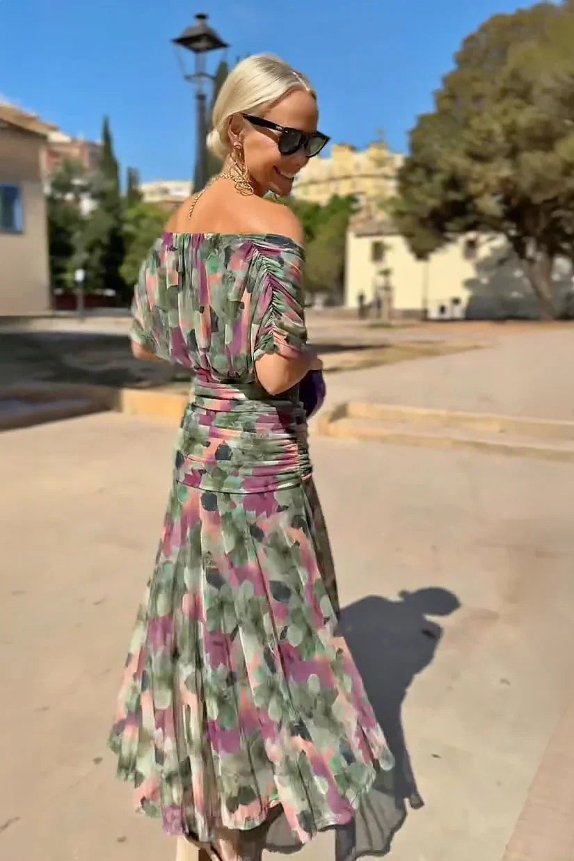Maxikleid mit V-Ausschnitt in Bottle-Green - Ansicht 7