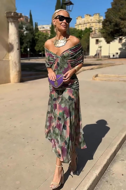 Maxikleid mit V-Ausschnitt in Bottle-Green - Ansicht 4