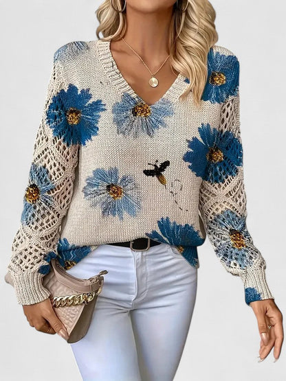Strickpullover in Blau und Rot