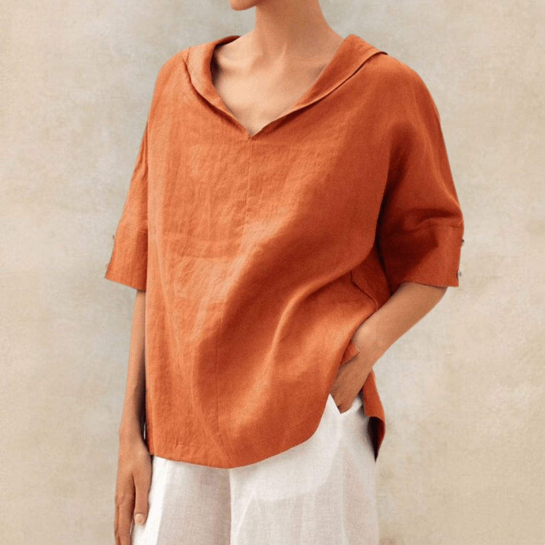Hemdbluse in Grün und Orange - Ansicht 2