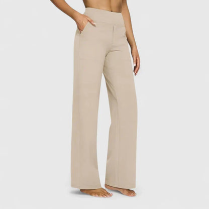 Stoffhose in Taupe und Grau und Creme