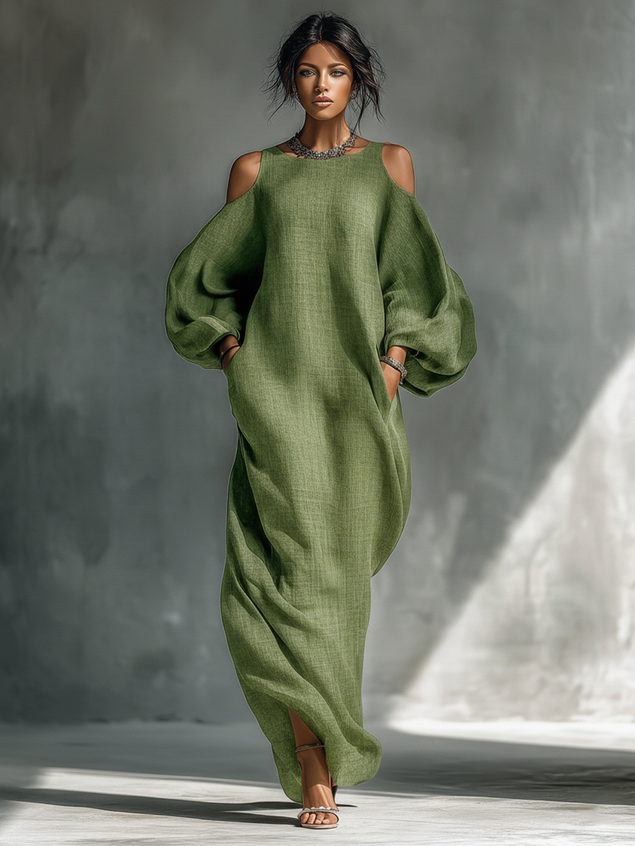Maxikleid mit Taschen und Puffärmeln - Ansicht 3