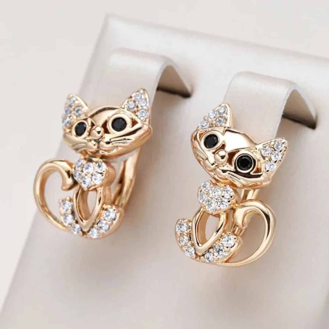 Elegante Katzen Zirkonia Ohrringe