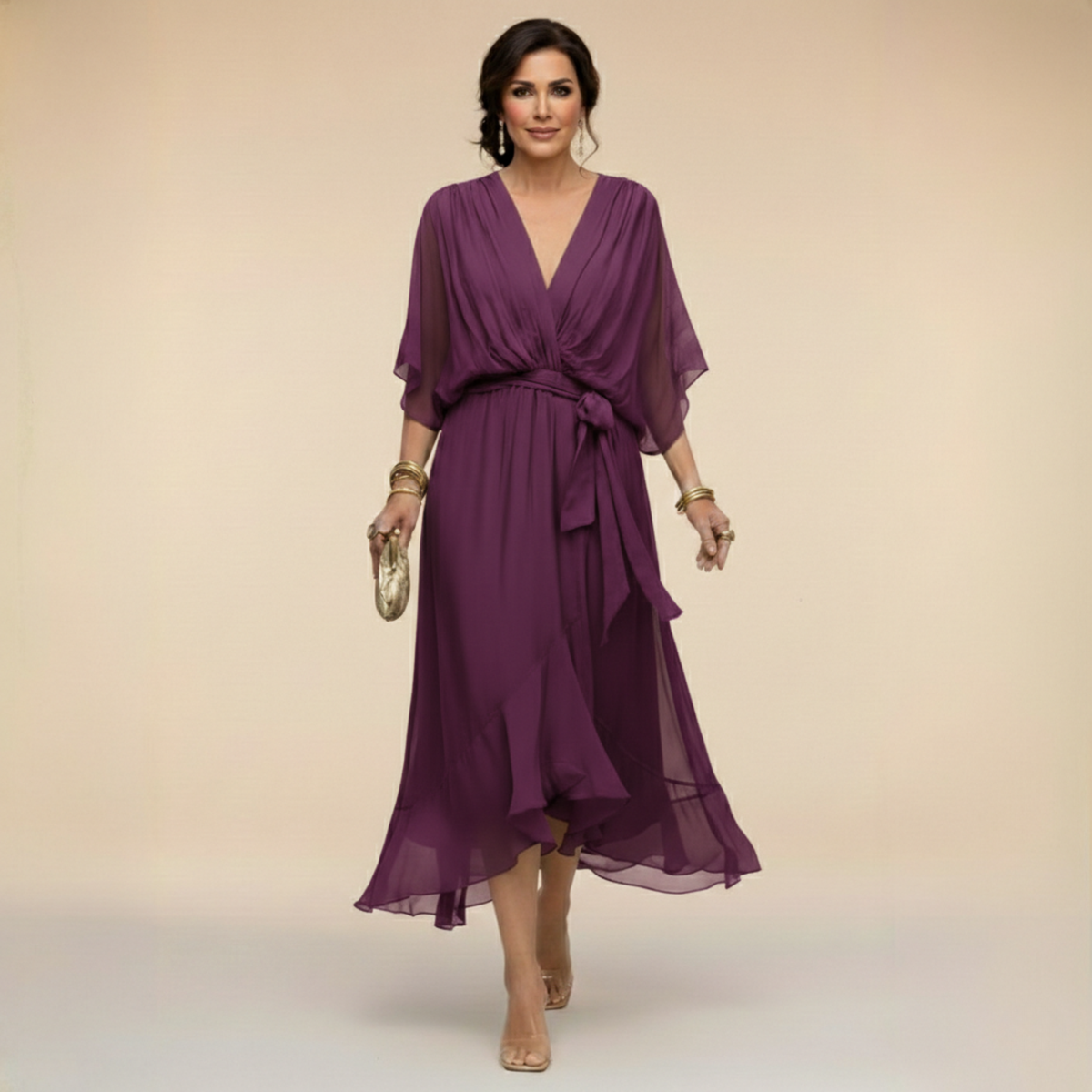 Kleid aus Chiffon mit V-Ausschnitt - Ansicht 8