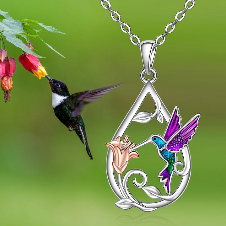 Schöner Kolibri Halskette für Frauen mit Ohrringen Geschenk