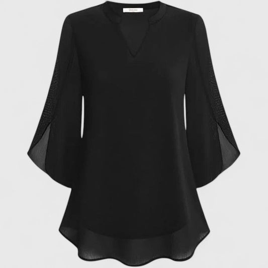 Bluse in Schwarz und Bordeaux